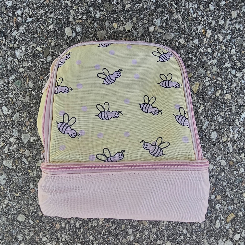 Pink and Yellow Bee Print Lunch Bag